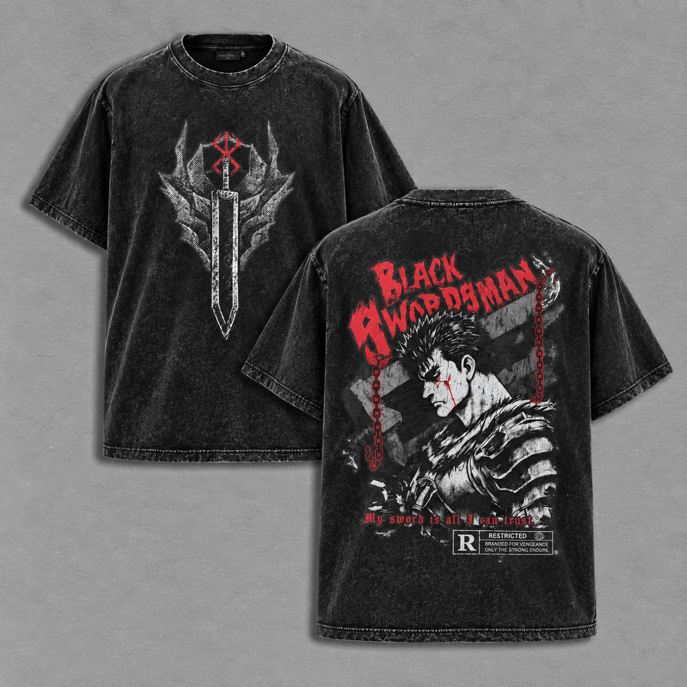 Berserk Guts Black Swordsman Dragon Slayer Anime Graphic Tee Size Large